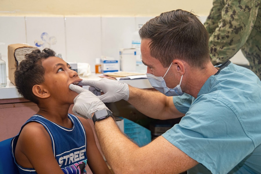 Pediatric dentistry: a young patient during a gentle check-up.